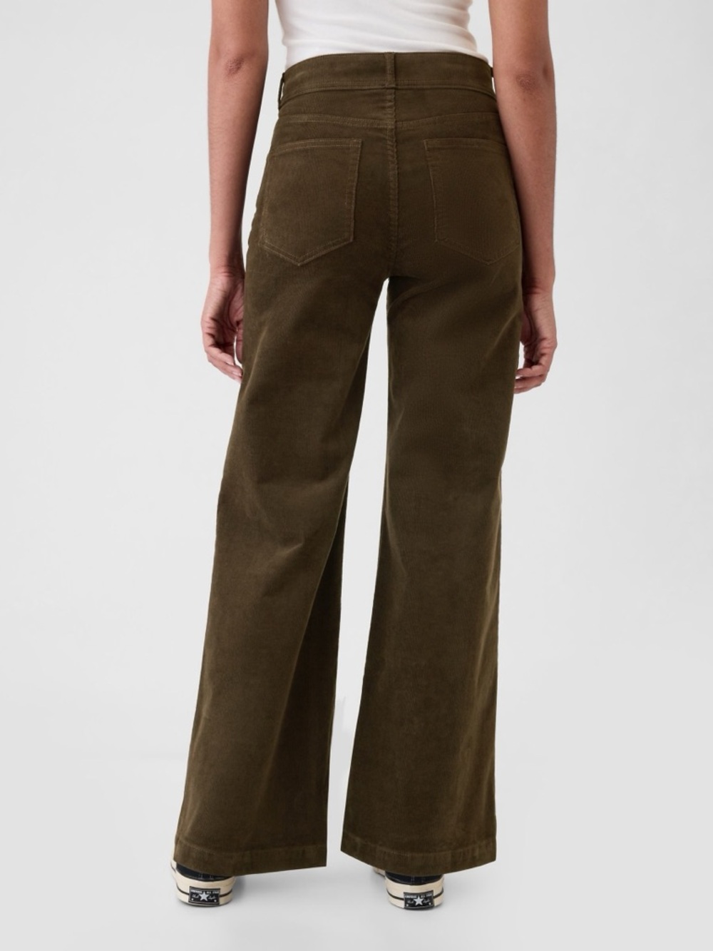 GAP High Rise Corduroy Stride Wide-Leg Pants Basic Brown - Picture 3 of 12